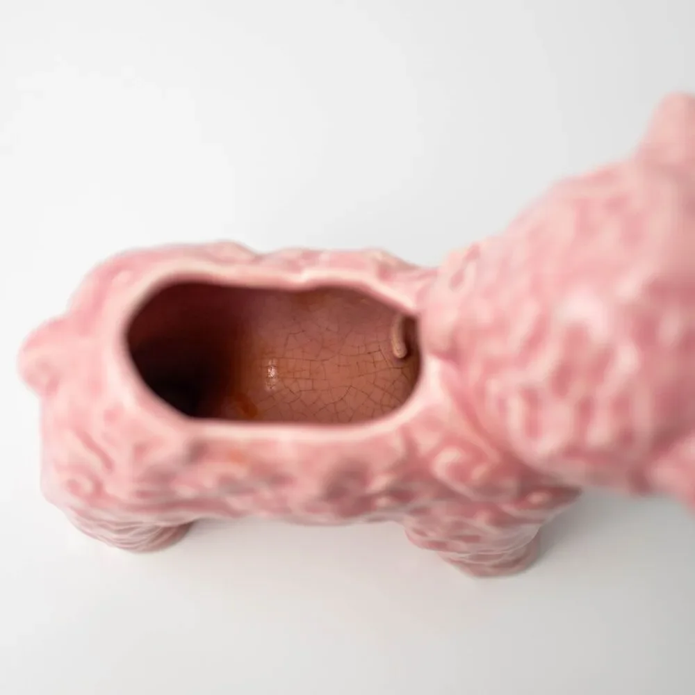 1950's Mid-Century Ceramic Pink Lamb Sheep Planter Vintage Crazing
